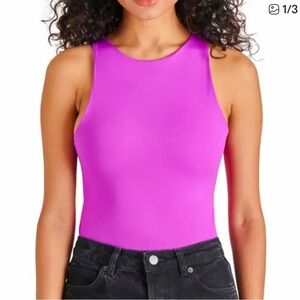 Sam Edelman Bold Magenta High-Neck Sleeveless Bodysuit
